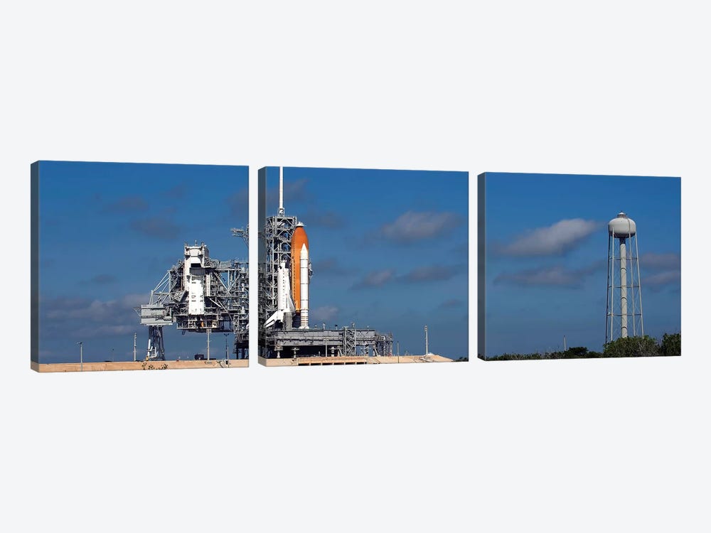 Space Shuttle Discovery Sits Ready On The Launch Pad At Kennedy Space Center by Stocktrek Images 3-piece Canvas Artwork