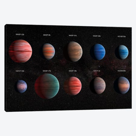 The 10 Hot Jupiter WASP Exoplanets With A Variety Of Cloud Properties Canvas Print #TRK1699} by Stocktrek Images Art Print