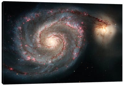 The Whirlpool Galaxy (M51) And Companion Galaxy Canvas Art Print - Space Lover