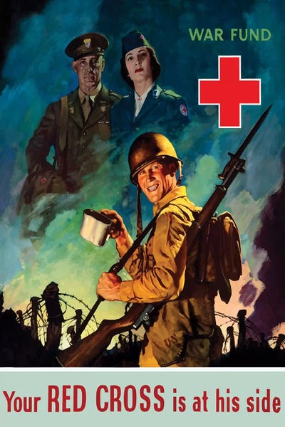 WWII Poster Red Cross by Stocktrek Images framed canvas print