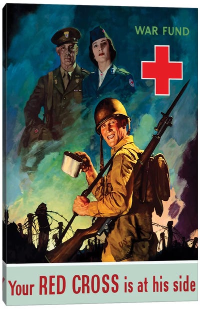 WWII Poster Red Cross Canvas Art Print - Propaganda Posters