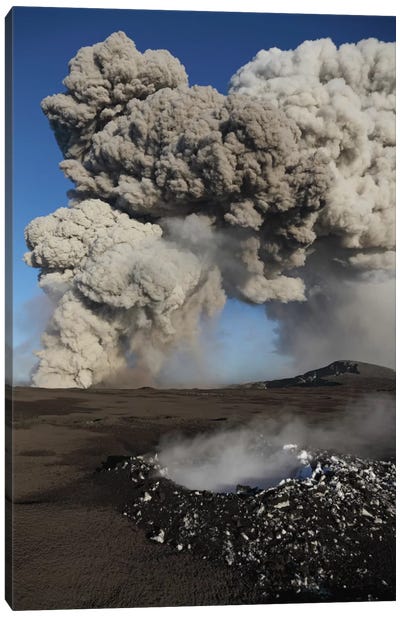 Eyjafjallajökull Eruption, Steaming Lava Bomb Impact Crater, Iceland Canvas Art Print