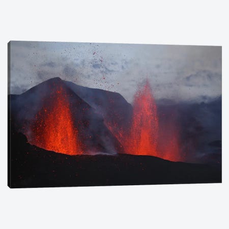 Fimmvörduháls Eruption, Lava Fountains, Eyjafjallajökull, Iceland I Canvas Print #TRK1787} by Martin Rietze Canvas Wall Art