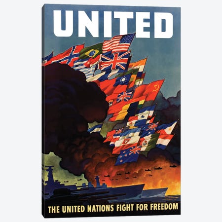WWII Poster The United Nations Fight For Freedom Canvas Print #TRK179} by Stocktrek Images Art Print