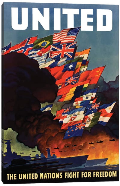 WWII Poster The United Nations Fight For Freedom Canvas Art Print - Propaganda Posters