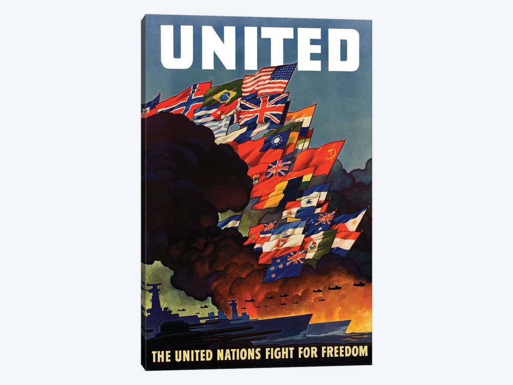 WWII Poster The United Nations Fight For Freedom by Stocktrek Images 1-piece Canvas Artwork