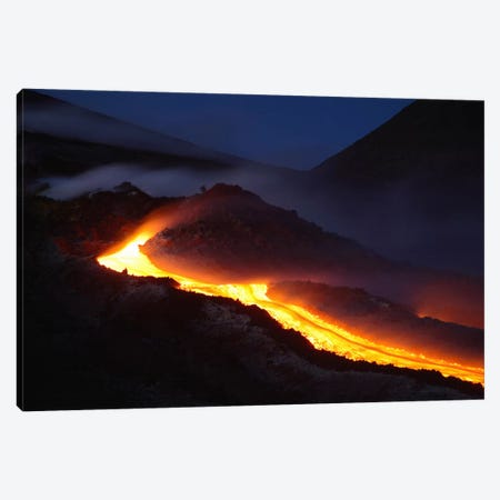 Mount Etna Lava Flow At Night, Sicily, Italy Canvas Print #TRK1803} by Martin Rietze Canvas Artwork