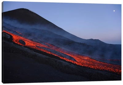 Mount Etna Lava Flow In Evening Dawn, Sicily, Italy Canvas Art Print