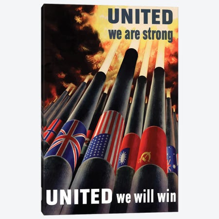 WWII Poster United We Will Win Canvas Print #TRK181} by Stocktrek Images Canvas Artwork