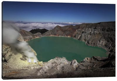 Acidic Crater Lake Of Kawah Ijen Volcano, Java, Indonesia Canvas Art Print