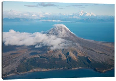 Aerial Image Of Mount St. Augustine Volcano, Cook Inlet, Alaska I Canvas Art Print