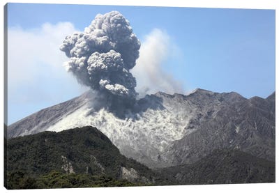 Ash Cloud Eruption From Sakurajima Volcano, Japan Canvas Art Print