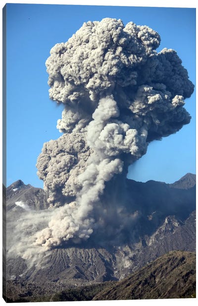 Ash Cloud Following Explosive Vulcanian Eruption, Sakurajima Volcano, Japan Canvas Art Print