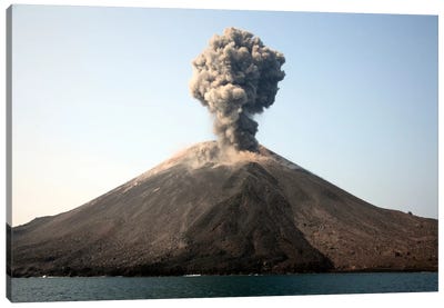 Ash Cloud From Vulcanian Eruption Of Anak Krakatau Volcano, Sunda Strait, Java, Indonesia Canvas Art Print