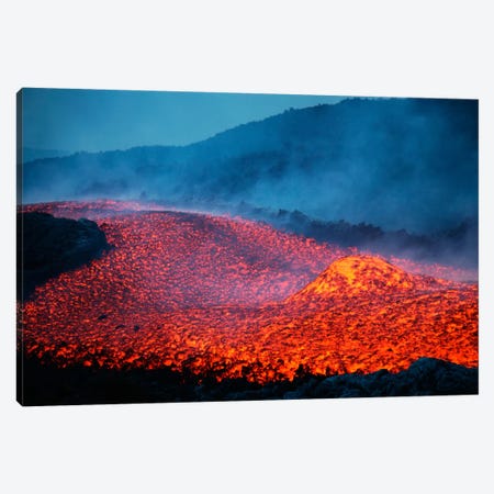 Boulder Rolling In Lava Flow At Dusk During Eruption Of Mount Etna Volcano, Sicily, Italy Canvas Print #TRK1854} by Richard Roscoe Canvas Wall Art