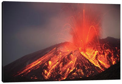 Explosive Vulcanian Eruption Of Lava On Sakurajima Volcano, Japan Canvas Art Print - Volcano Art