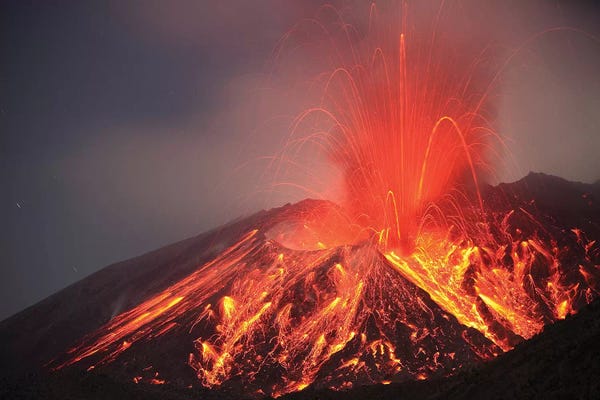 Volcanoes: Explosive Vulcanian Eruption Of Lava On Sakurajima Volcano, Japan by Richard Roscoe
