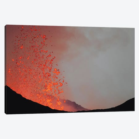 Lava Bombs Expelled During A Basaltic Fissure Eruption On Nyamuragira Volcano Canvas Print #TRK1886} by Richard Roscoe Canvas Art Print