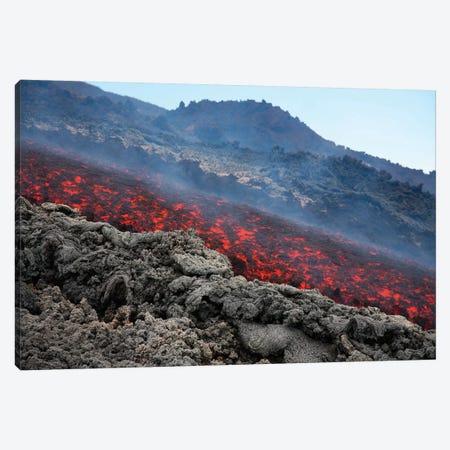 Lava Flow During Eruption Of Mount Etna Volcano, Sicily, Italy I Canvas Print #TRK1895} by Richard Roscoe Canvas Artwork