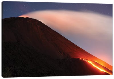 Lava Flowing From A Small Lava Shield On The Flank Of Pacaya Volcano, Guatemala Canvas Art Print