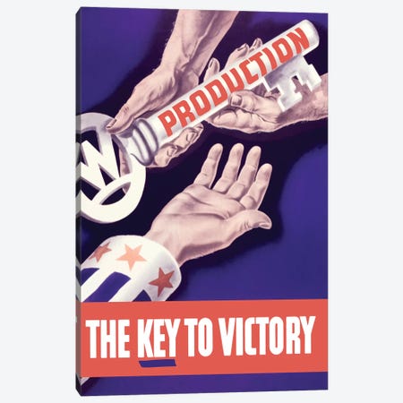 WWII Propaganda Poster Of Someone Giving A Large Key To The Hand Of Uncle Sam Canvas Print #TRK194} by Stocktrek Images Canvas Art