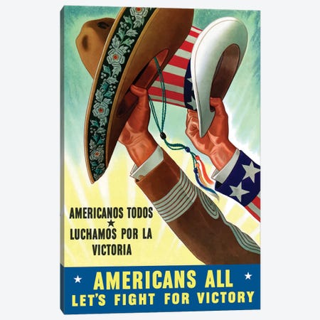 Americanos Todos Luchamos Por La Victoria Vintage War Poster Canvas Print #TRK1} by Stocktrek Images Canvas Art