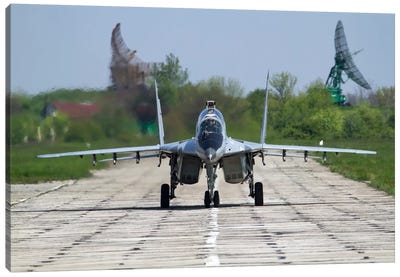 A MiG-29UB Of The Bulgarian Air Force On The Runway At Balchik Air Base Canvas Art Print