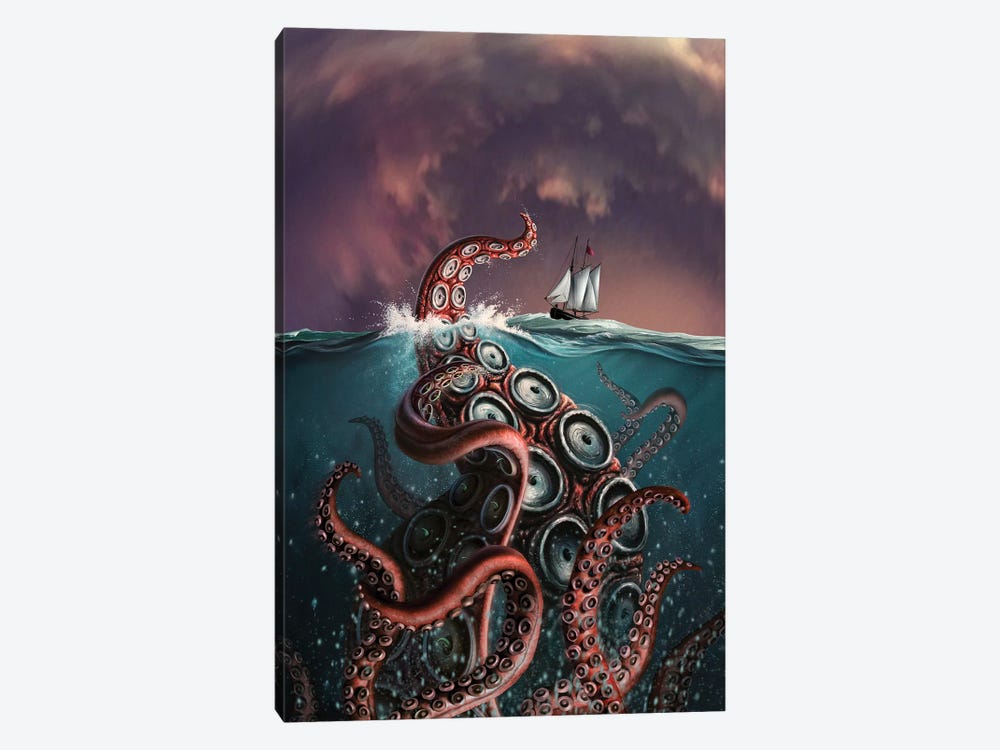 A Fantastical Depiction Of The Legendary Kraken by Jerry Lofaro 1-piece Canvas Print