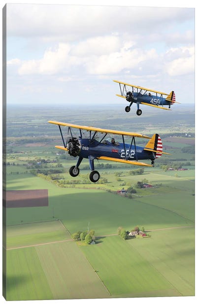 Boeing Stearman Model 75 Kaydet In US Army Colors I Canvas Art Print - Veterans Day