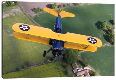 Boeing Stearman Model 75 Kaydet In US Army Colors II Canvas Art Print - Military Aircraft Art