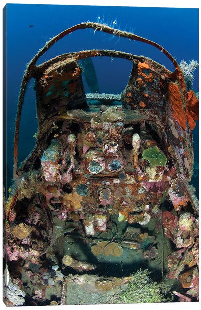 Cockpit Of A Mitsubishi Zero Fighter Plane Wreck Underwater Canvas Art Print