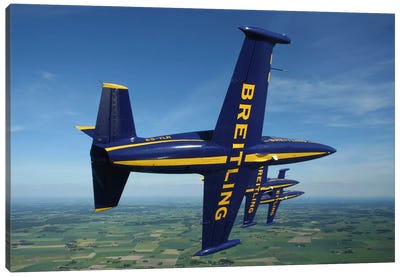 Flying With The Aero L-39 Albatros Of The Breitling Jet Team Canvas Art Print