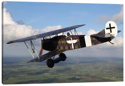 Fokker D.VII WWI Replica Fighter In The Air I Canvas Art Print