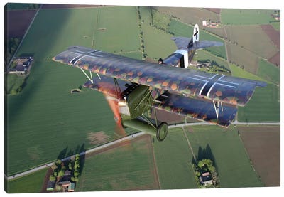 Fokker D.VII WWI Replica Fighter In The Air II Canvas Art Print