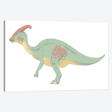 Parasaurolophus Pencil Drawing With Digital Color Canvas Print #TRK2233} by Alice Turner Canvas Art Print
