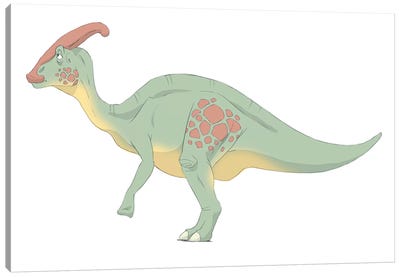 Parasaurolophus Pencil Drawing With Digital Color Canvas Art Print
