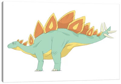 Stegosaurus Pencil Drawing With Digital Color Canvas Art Print