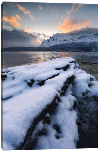 A Cold Morning In Grovfjorden, Troms County, Norway Canvas Art Print