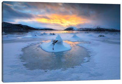 A Frozen Fjord That Is Part Of Tjeldsundet In Troms County, Norway Canvas Art Print