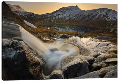 A Small Creek Running Through Skittendalen Valley In Troms County, Norway Canvas Art Print