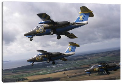 Saab 105 Jet Trainers Of The Swedish Air Force Display Team, Team 60 III Canvas Art Print
