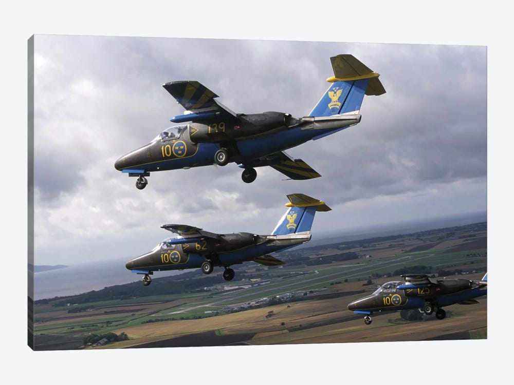 Saab 105 Jet Trainers Of The Swedish Air Force Display Team, Team 60 III 1-piece Canvas Artwork