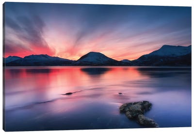 Sunset Over Tjeldsundet, Troms County, Norway I Canvas Art Print