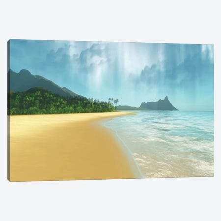 A Beautiful Tropical Island With Palm Trees Canvas Print #TRK2275} by Corey Ford Canvas Wall Art