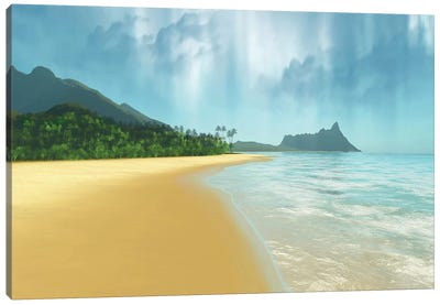 A Beautiful Tropical Island With Palm Trees Canvas Art Print - Corey Ford