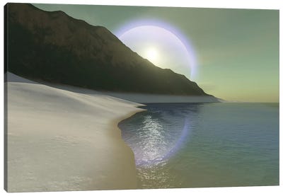 A Halo Surrouds The Sun Over This White Sand Beach Canvas Art Print - Corey Ford