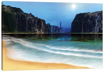A Lighthouse Guards This Beautiful Cove Canvas Art Print - Corey Ford