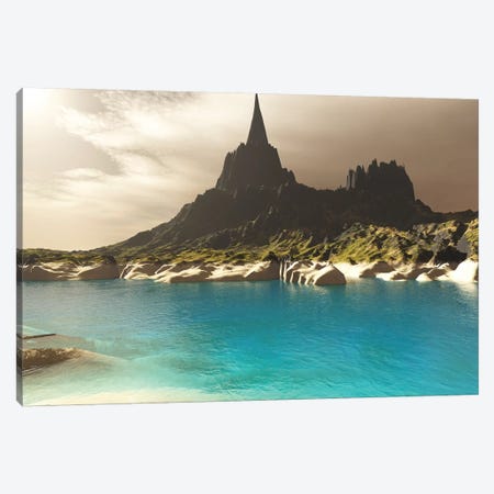 A Mountain Spire Overlooking The Turquoise Waters Of A Sea Inlet Canvas Print #TRK2287} by Corey Ford Canvas Print