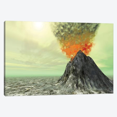 A Volcano Comes To Life With Smoke, Ash And Fire Canvas Print #TRK2294} by Corey Ford Canvas Art