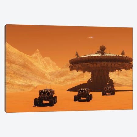 All-Terrain Vehicles Embark On An Exploratory Mission Across Mars Canvas Print #TRK2296} by Corey Ford Canvas Wall Art